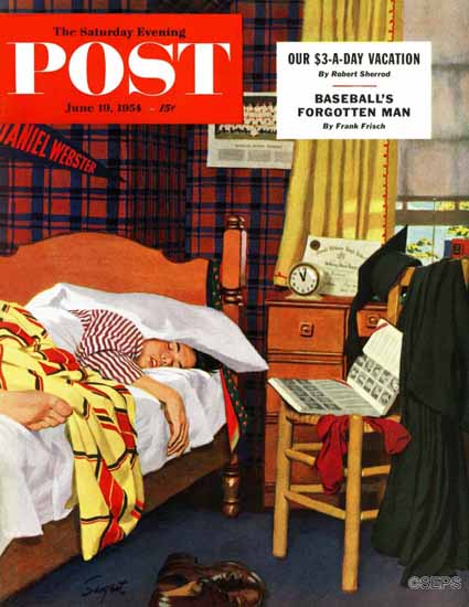 Richard Sargent Saturday Evening Post Sleeping In 1954_06_19 | The Saturday Evening Post Graphic Art Covers 1931-1969