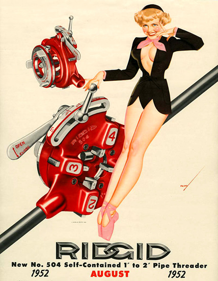 Ridgid George Petty Calendar August 1952 | Sex Appeal Vintage Ads and Covers 1891-1970