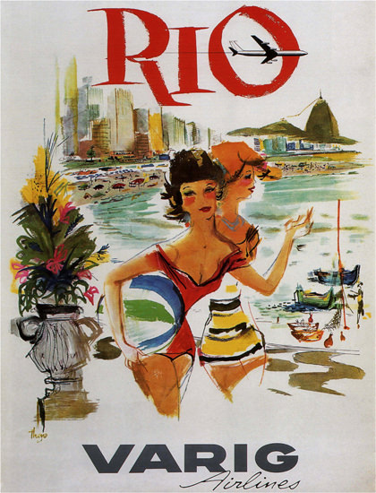 Rio Varig Airlines Brazil Brasil Copacabana Girls | Sex Appeal Vintage Ads and Covers 1891-1970