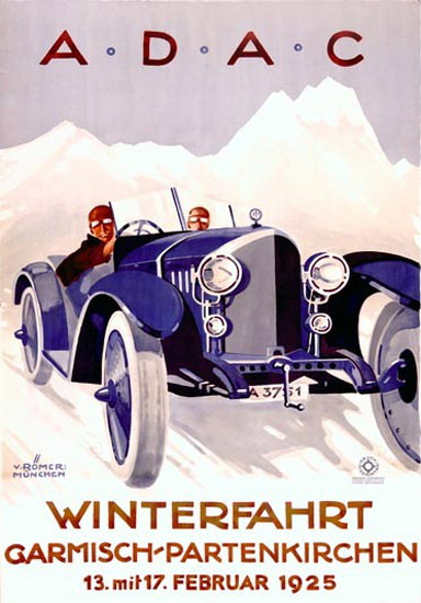 Roaring 1920s ADAC Winterfahrt Garmisch-Partenkirchen 1925 | Roaring 1920s Ad Art and Magazine Cover Art