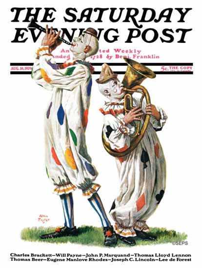 Roaring 1920s Alan Foster Saturday Evening Post Clowns 1929_08_10 | Roaring 1920s Ad Art and Magazine Cover Art