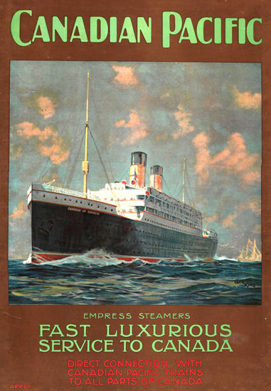 Roaring 1920s Canadian Pacific Empress Luxurious Canada 1920 | Roaring 1920s Ad Art and Magazine Cover Art