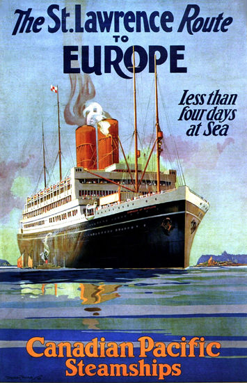 Roaring 1920s Canadian Pacific St Lawrence Route Europe 1925 | Roaring 1920s Ad Art and Magazine Cover Art