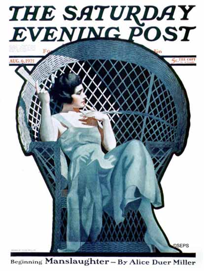 Roaring 1920s Coles Phillips Artist Saturday Evening Post 1921_08_06 | Roaring 1920s Ad Art and Magazine Cover Art