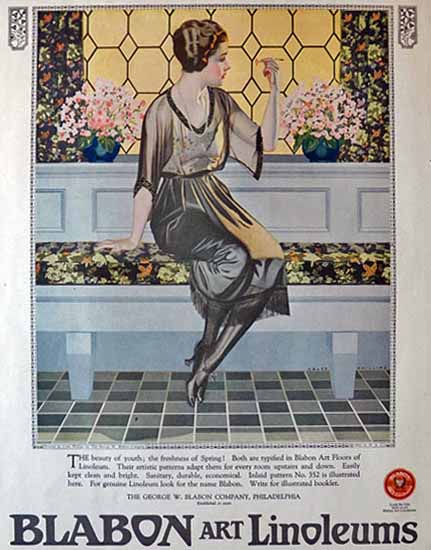 Roaring 1920s Coles Phillips Blabon Art Linoleums 1921 | Roaring 1920s Ad Art and Magazine Cover Art