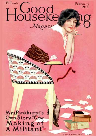 Roaring 1920s Coles Phillips Good Housekeeping Feb 1914 Copyright | Roaring 1920s Ad Art and Magazine Cover Art