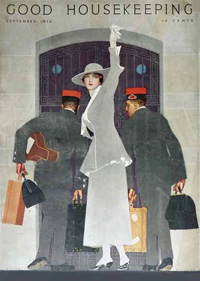 Roaring 1920s Coles Phillips Good Housekeeping Sept 1916 Copyright | Roaring 1920s Ad Art and Magazine Cover Art