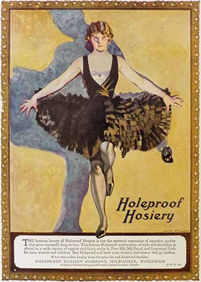 Roaring 1920s Coles Phillips Holeproof Hosiery Lustrous Beauty 1923 | Roaring 1920s Ad Art and Magazine Cover Art