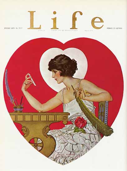 Roaring 1920s Coles Phillips Life Cover Heart 1922-02-16 Copyright | Roaring 1920s Ad Art and Magazine Cover Art