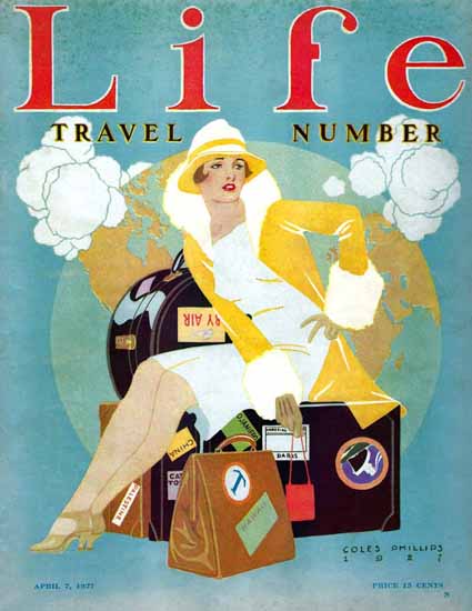 Roaring 1920s Coles Phillips Life Travel Number 1927-04-07 Copyright | Roaring 1920s Ad Art and Magazine Cover Art