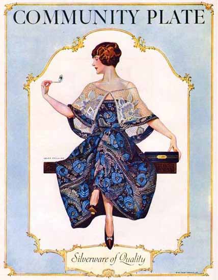 Roaring 1920s Coles Phillips Oneida Community Plate Silverware 1925 | Roaring 1920s Ad Art and Magazine Cover Art