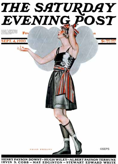 Roaring 1920s Coles Phillips Saturday Evening Post 1920_09_04 | Roaring 1920s Ad Art and Magazine Cover Art