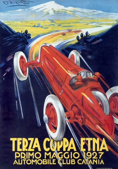 Roaring 1920s Coppa Etna 1927 Automobile Club Catania | Roaring 1920s Ad Art and Magazine Cover Art