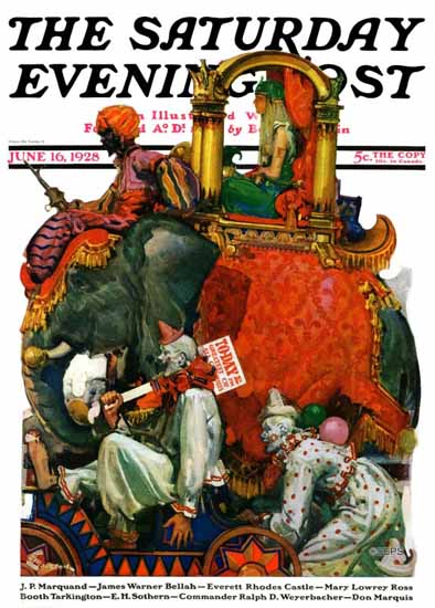 Roaring 1920s EM Jackson Cover Saturday Evening Post Circus 1928_06_16 | Roaring 1920s Ad Art and Magazine Cover Art