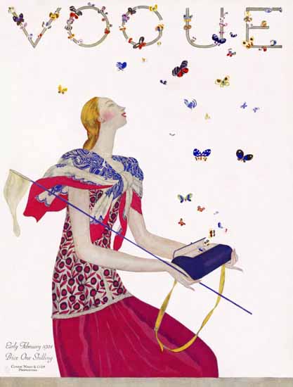 Roaring 1920s Eduardo Garcia Benito Vogue Cover 1924-02-01 Copyright | Roaring 1920s Ad Art and Magazine Cover Art