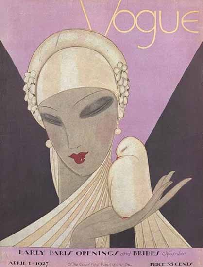 Roaring 1920s Eduardo Garcia Benito Vogue Cover 1927-04-01 Copyright | Roaring 1920s Ad Art and Magazine Cover Art