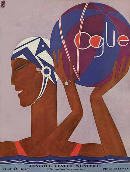 Roaring 1920s Eduardo Garcia Benito Vogue Cover 1927-06-15 Copyright | Roaring 1920s Ad Art and Magazine Cover Art