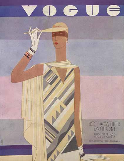 Roaring 1920s Eduardo Garcia Benito Vogue Cover 1928-07-01 Copyright | Roaring 1920s Ad Art and Magazine Cover Art