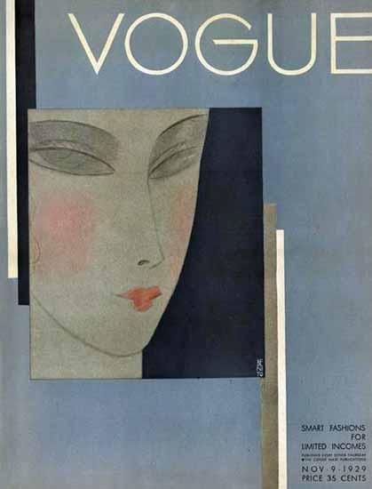 Roaring 1920s Eduardo Garcia Benito Vogue Cover 1929-11-09 Copyright | Roaring 1920s Ad Art and Magazine Cover Art