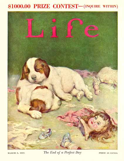 Roaring 1920s End of a Perfect Day Life Magazine 1925-03-05 Copyright | Roaring 1920s Ad Art and Magazine Cover Art