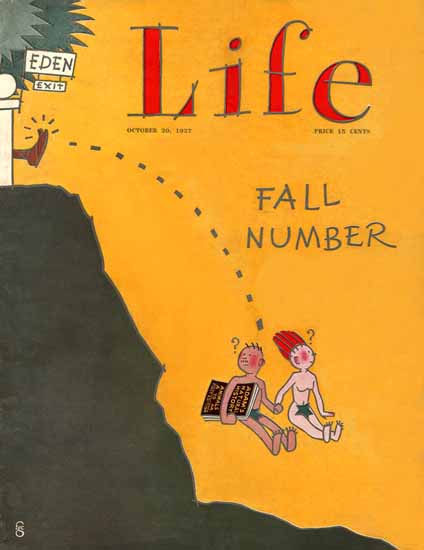 Roaring 1920s FG Cooper Life Cover Eden Exit Fall 1927-10-20 Copyright | Roaring 1920s Ad Art and Magazine Cover Art