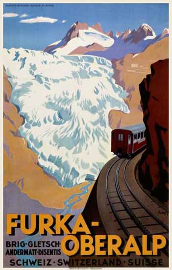 Roaring 1920s Furka Oberalp Brig Andermatt Disentis Switzerland 1925 | Roaring 1920s Ad Art and Magazine Cover Art