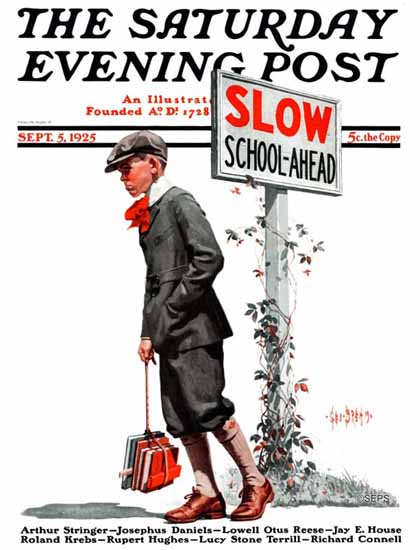 Roaring 1920s George Brehm Saturday Evening Post SLOW 1925_09_05 | Roaring 1920s Ad Art and Magazine Cover Art