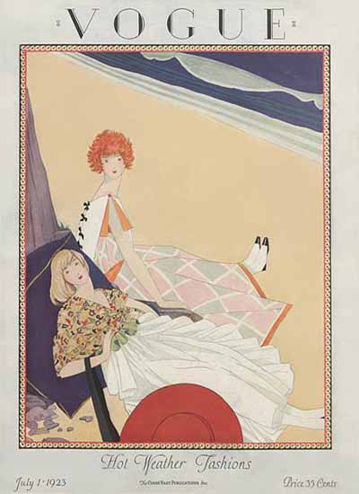 Roaring 1920s George Wolfe Plank Vogue Cover 1923-07-01 Copyright | Roaring 1920s Ad Art and Magazine Cover Art