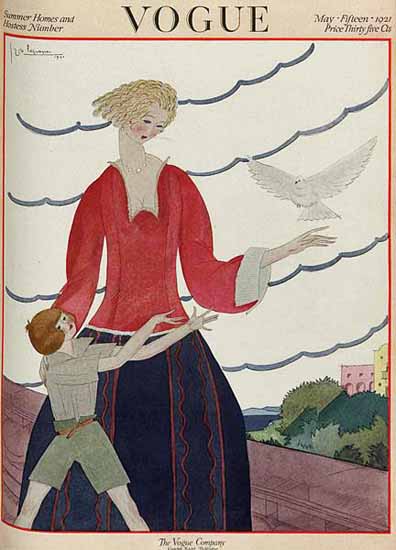 Roaring 1920s Georges Lepape Vogue Cover 1921-05-15 Copyright | Roaring 1920s Ad Art and Magazine Cover Art