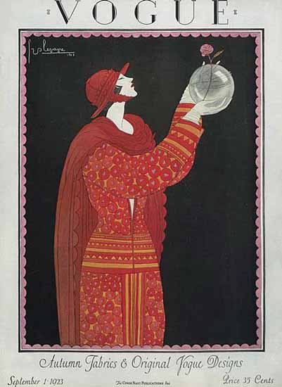 Roaring 1920s Georges Lepape Vogue Cover 1923-09-01 Copyright | Roaring 1920s Ad Art and Magazine Cover Art