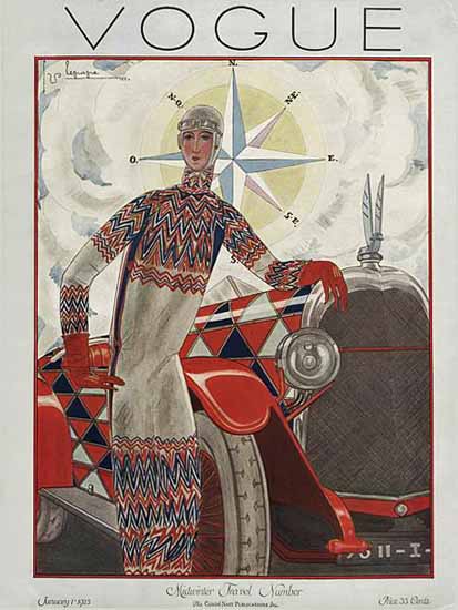 Roaring 1920s Georges Lepape Vogue Cover 1925-01-01 Copyright | Roaring 1920s Ad Art and Magazine Cover Art