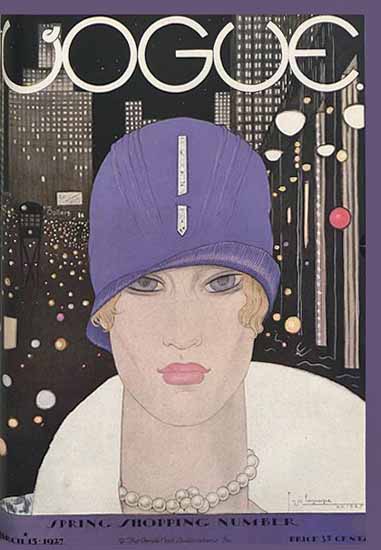 Roaring 1920s Georges Lepape Vogue Cover 1927-03-15 Copyright | Roaring 1920s Ad Art and Magazine Cover Art