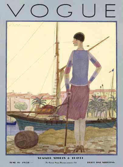 Roaring 1920s Georges Lepape Vogue Cover 1928-06-15 Copyright | Roaring 1920s Ad Art and Magazine Cover Art