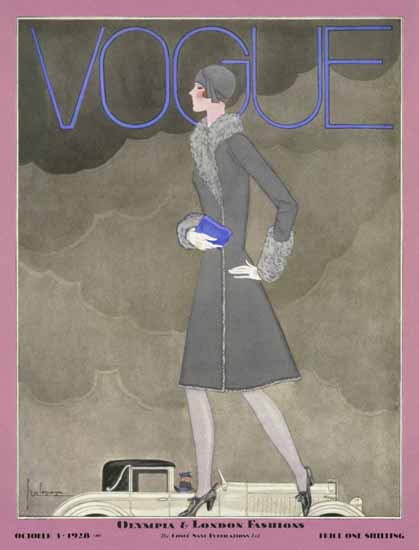 Roaring 1920s Georges Lepape Vogue Cover 1928-10-03 Copyright | Roaring 1920s Ad Art and Magazine Cover Art