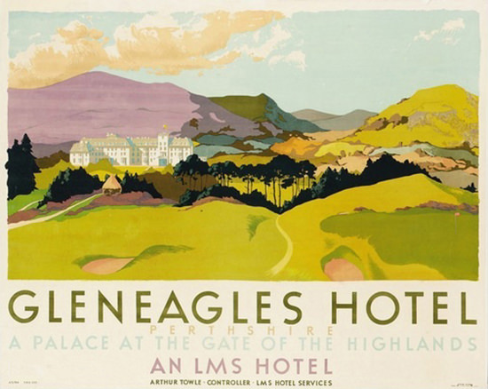 Roaring 1920s Gleneagles Hotel Perthshire 1924 An LMS Hotel | Roaring 1920s Ad Art and Magazine Cover Art