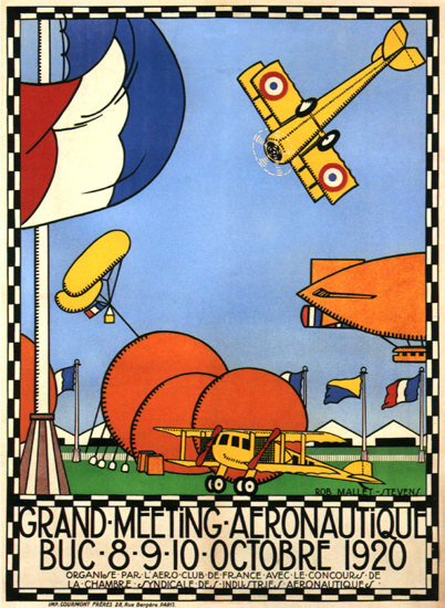 Roaring 1920s Grand Meeting Aeronautique 1920 Buc France | Roaring 1920s Ad Art and Magazine Cover Art