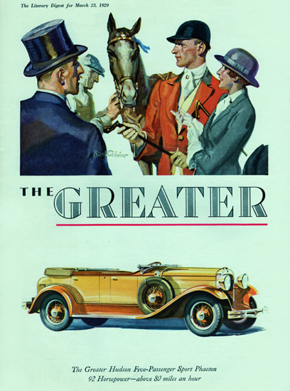 Roaring 1920s Greater Hudson Five P Sport Phaeton 1929 | Roaring 1920s Ad Art and Magazine Cover Art