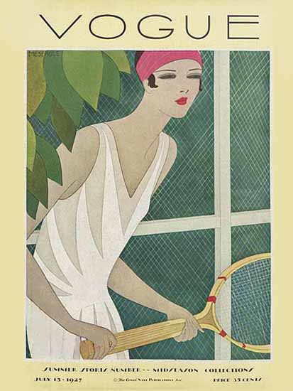 Roaring 1920s Harriet Meserole Vogue Cover 1927-07-15 Copyright | Roaring 1920s Ad Art and Magazine Cover Art