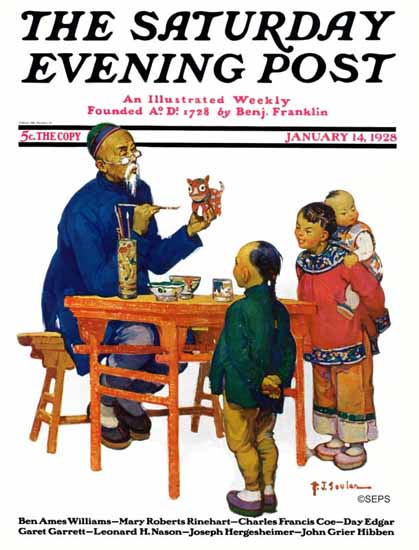 Roaring 1920s Henry J Soulen Saturday Evening Post Cover 1928_01_14 | Roaring 1920s Ad Art and Magazine Cover Art