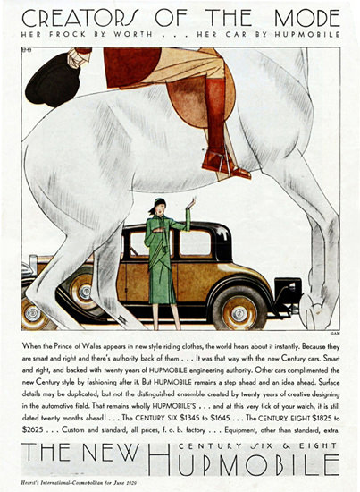 Roaring 1920s Hupmobile Century 1929 Creators Of The Mode | Roaring 1920s Ad Art and Magazine Cover Art