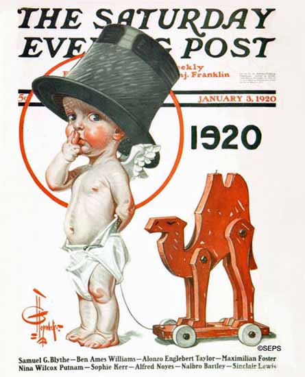 Roaring 1920s JC Leyendecker Saturday Evening Post 1920_01_03 | Roaring 1920s Ad Art and Magazine Cover Art