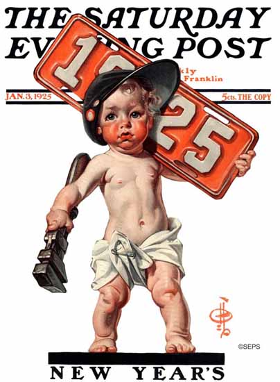 Roaring 1920s JC Leyendecker Saturday Evening Post New 1925_01_03 | Roaring 1920s Ad Art and Magazine Cover Art