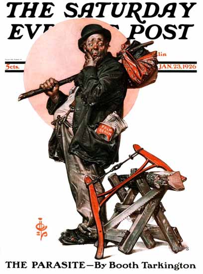 Roaring 1920s JC Leyendecker Saturday Evening Post Parasite 1926_01_23 | Roaring 1920s Ad Art and Magazine Cover Art