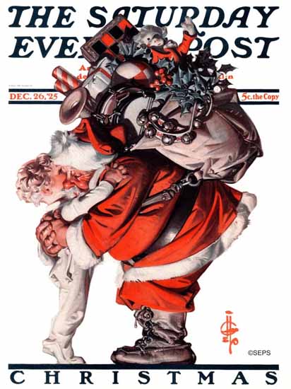 Roaring 1920s JC Leyendecker Saturday Evening Post Santa 1925_12_26 | Roaring 1920s Ad Art and Magazine Cover Art