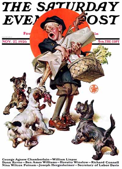 Roaring 1920s JC Leyendecker Saturday Evening Post The Raid 1926_11_27 | Roaring 1920s Ad Art and Magazine Cover Art