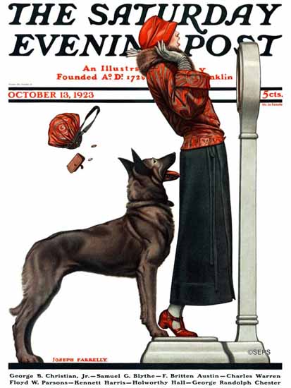 Roaring 1920s Joseph Farrelly Saturday Evening Post Surprise 1923_10_13 | Roaring 1920s Ad Art and Magazine Cover Art