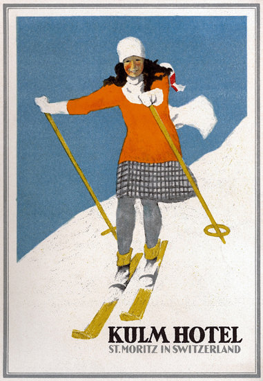 Roaring 1920s Kulm Hotel St Moritz In Switzerland 1925 | Roaring 1920s Ad Art and Magazine Cover Art