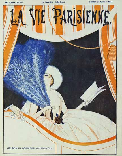 Roaring 1920s La Vie Parisienne 1920 Derriere Un Eventail | Roaring 1920s Ad Art and Magazine Cover Art