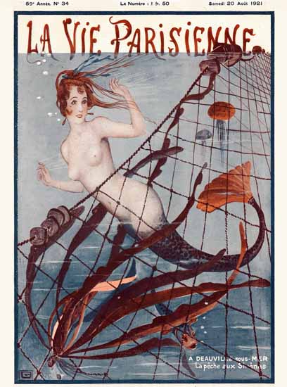 Roaring 1920s La Vie Parisienne 1921 Deauville Georges Leonnec | Roaring 1920s Ad Art and Magazine Cover Art