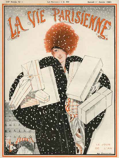 Roaring 1920s La Vie Parisienne 1921 Le Jour De L An | Roaring 1920s Ad Art and Magazine Cover Art